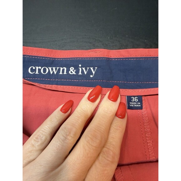Crown & Ivy Motion Flex Chino Shorts Men's 36 Salmon 7" inseam NWT - Picture 4 of 9